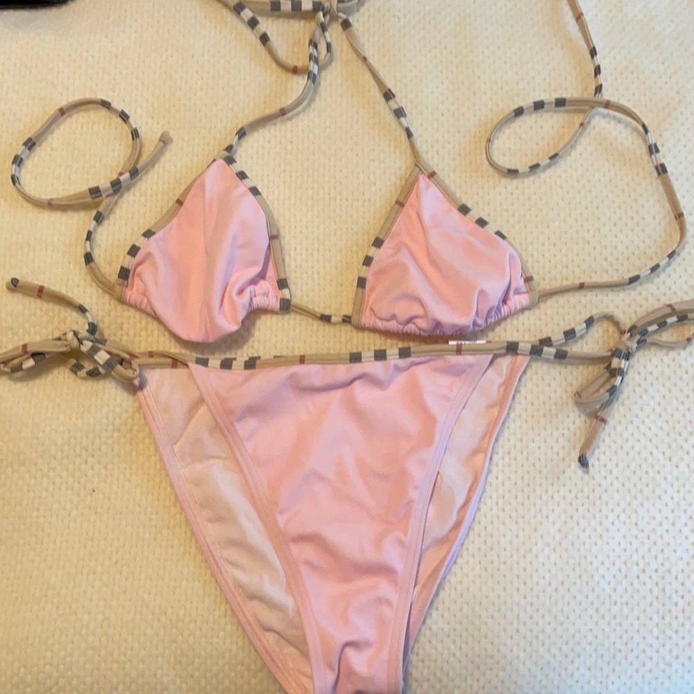 Pink Burberry String Bikini - New without Tags